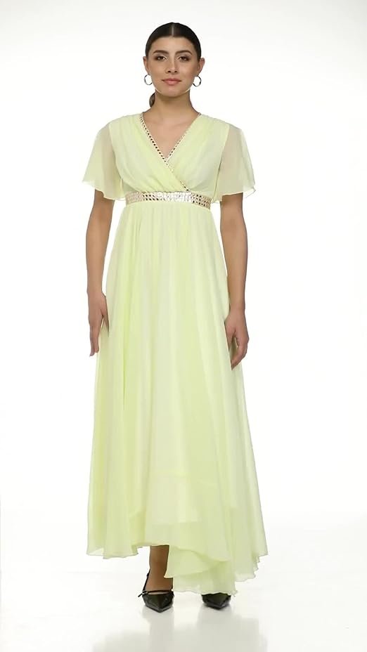 Women's V-Neck Flared/Bell Sleeves Fit & Flare Maxi Dress - Image 2