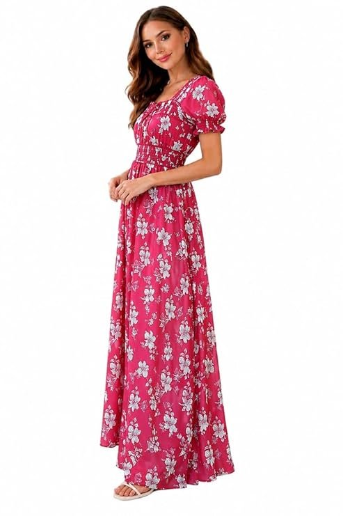 Women’s Pink Floral Maxi Dress | Stylish Casual & Summer Wear Long Dress for Women - Image 4