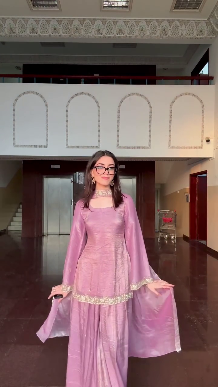 Lavender Silk Kurta Sharara Set with Dupatta for Women | Elegant Festive & Party Wear Ethnic Suit - Image 4