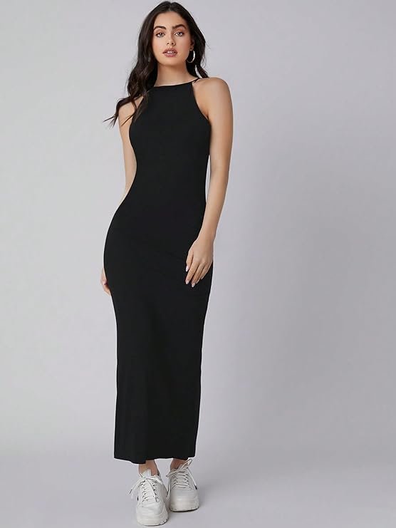Black Sleeveless Bodycon Maxi Dress for Women | Elegant Casual, Party & Evening Wear Dress - Image 4
