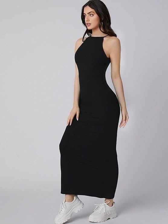 Black Sleeveless Bodycon Maxi Dress for Women | Elegant Casual, Party & Evening Wear Dress - Image 3