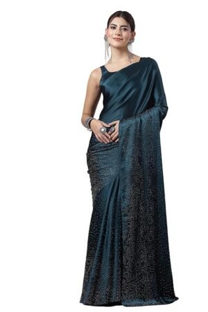 Elegant Teal Blue Shimmer Saree for Women – Party Wear Designer Draped Saree